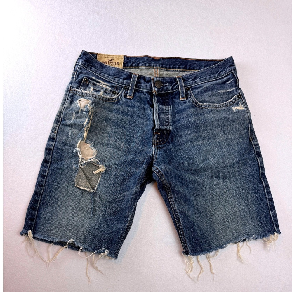 Hollister‎ Distressed Denim Shorts Mens 31 Medium Wash Cutoff Grunge